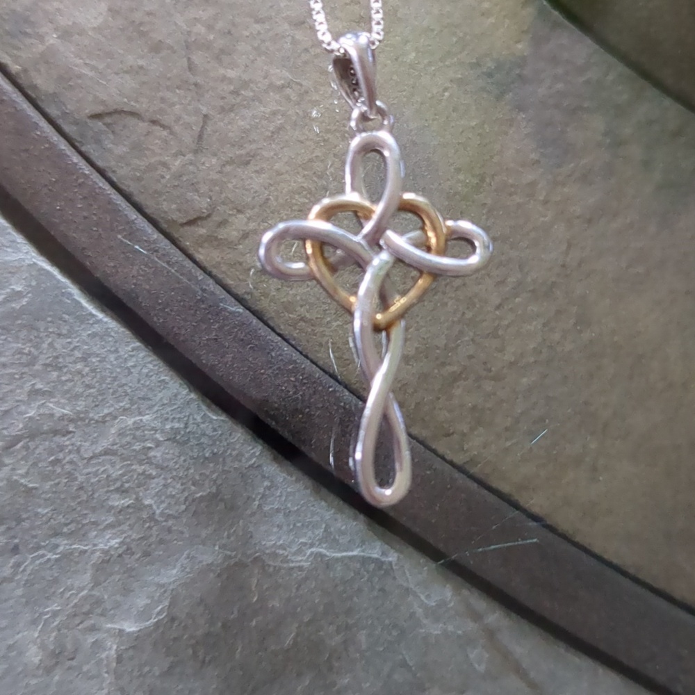 S925 Sterling Silver Celtic Knot Cross Infinity Love Heart Pendant Necklace - Picture 7 of 9